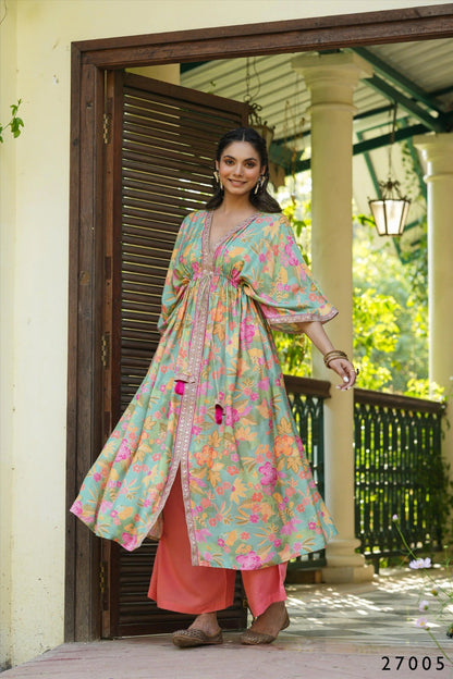 Floral Print Kaftan Tunic with Palazzo