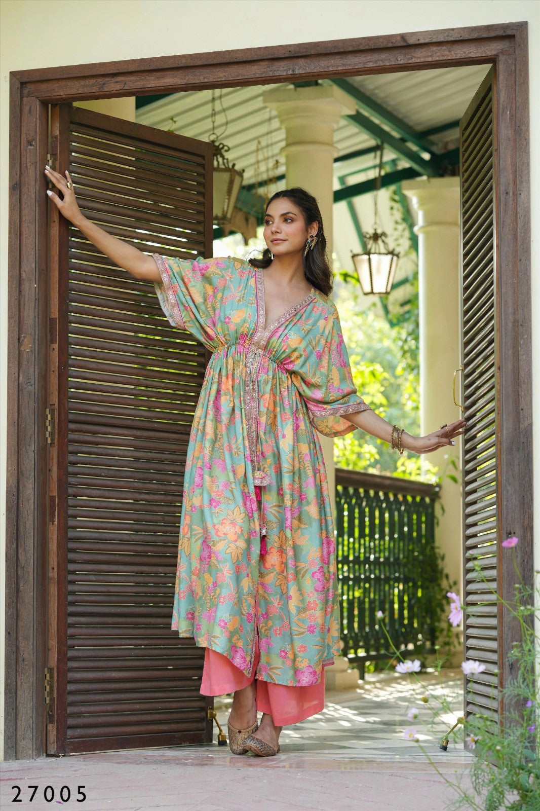 Floral Print Kaftan Tunic with Palazzo