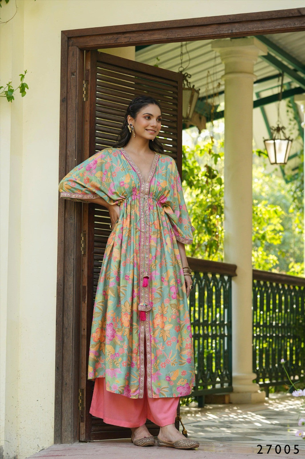 Floral Print Kaftan Tunic with Palazzo