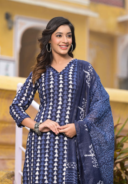 Blue Color Beautiful and Stylish Kutra set with Pant and Dupatta