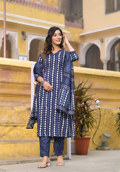 Blue Color Beautiful and Stylish Kutra set with Pant and Dupatta