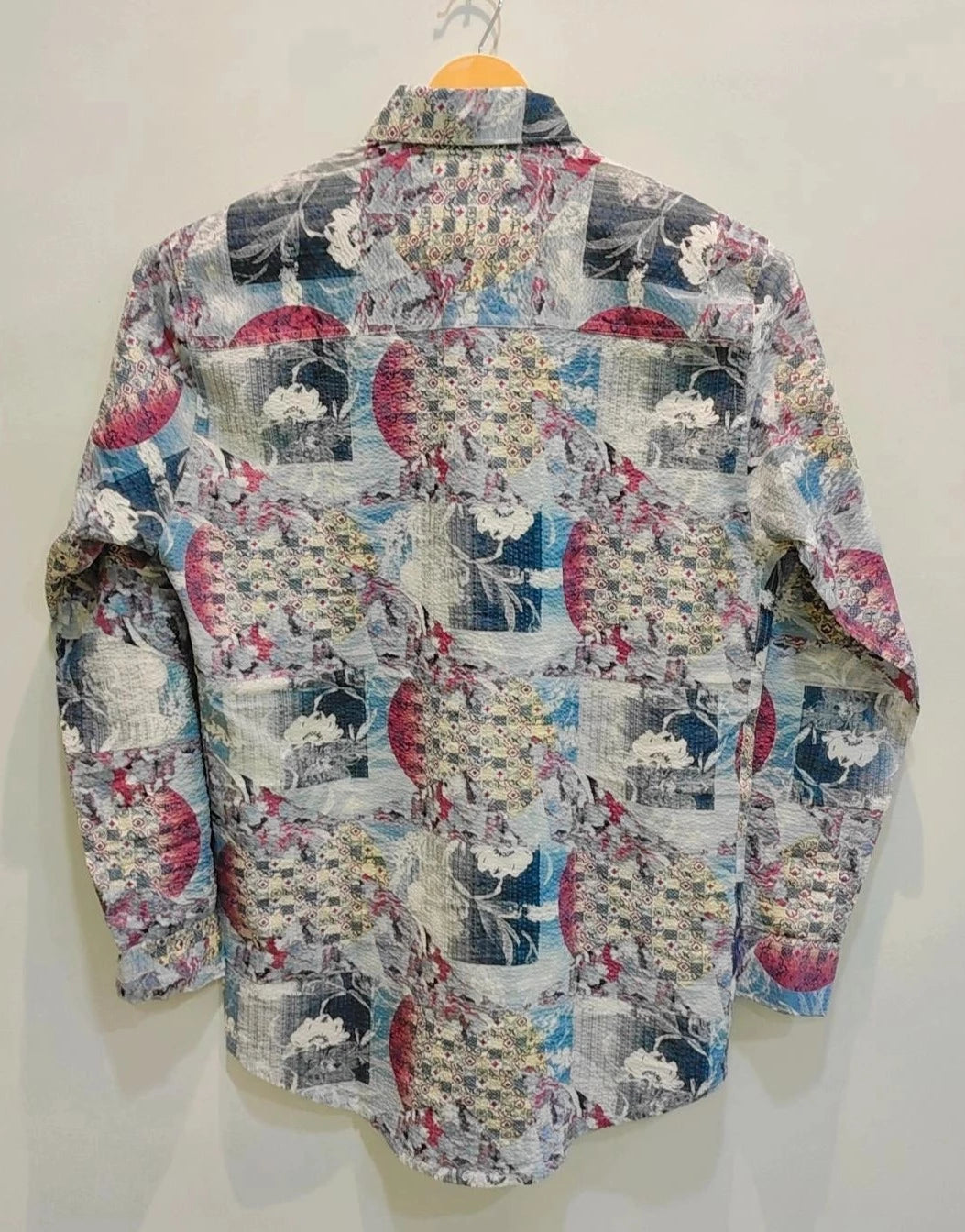 Imported popcorn fabric printed shirt