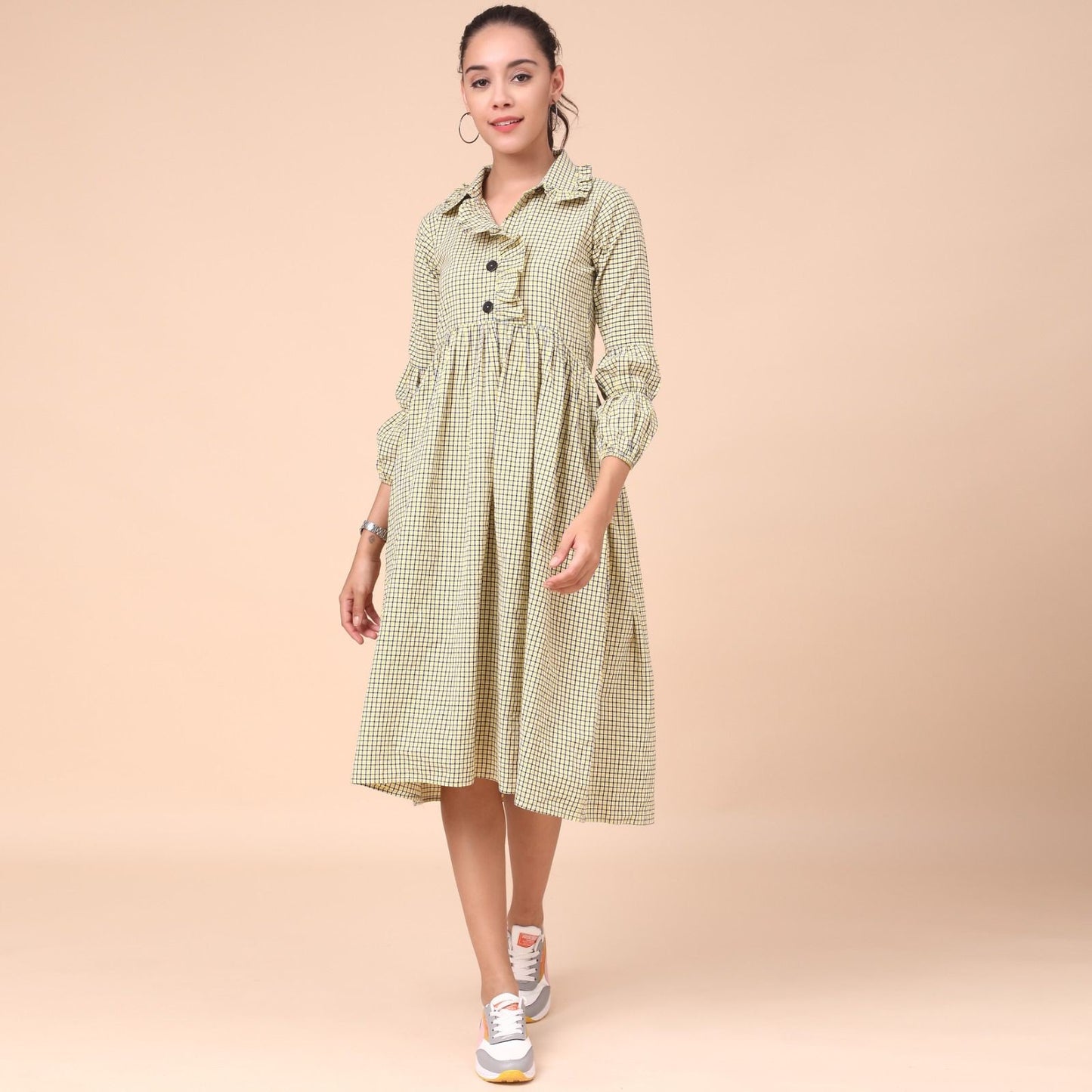 Women's Cotton Knee Length Fit And Flare Dress