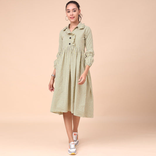 Women's Cotton Knee Length Fit And Flare Dress