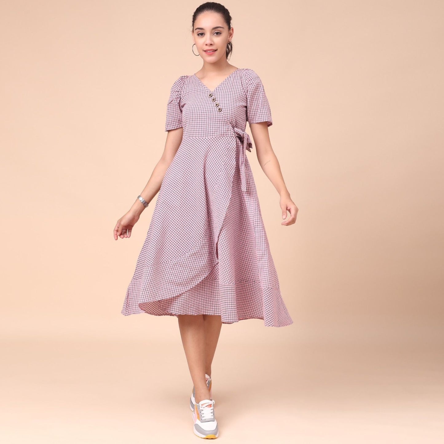 Women's Cotton Knee Length Fit And Flare Dress