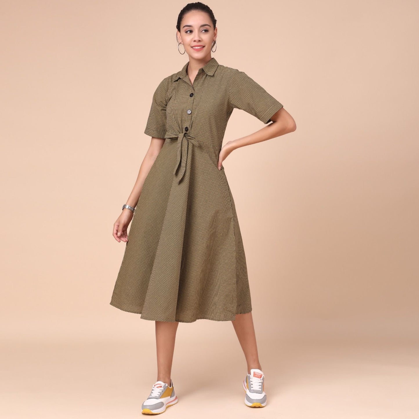 Women's Cotton Knee Length Fit And Flare Dress