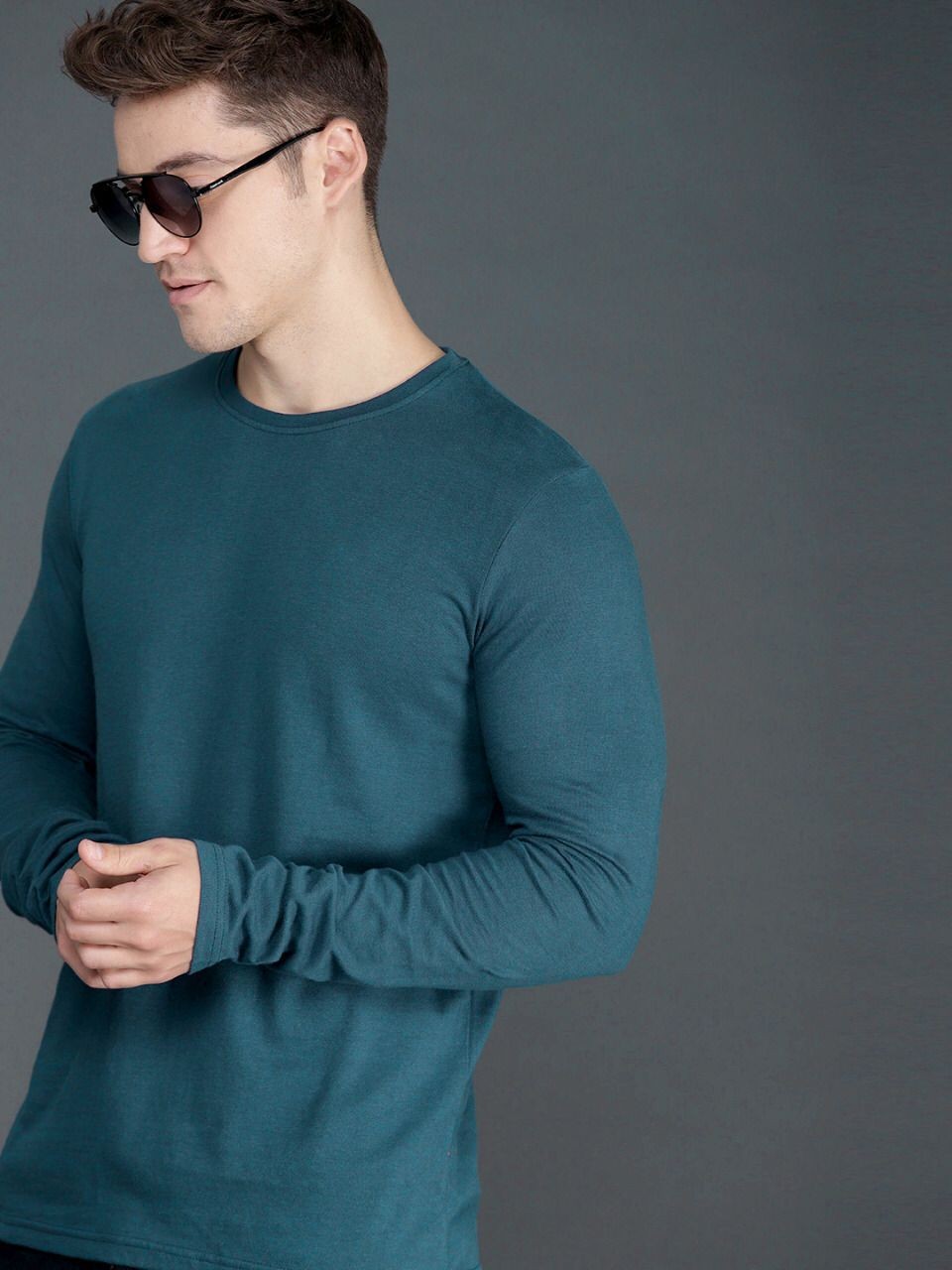 Cotton Plain Full Sleeve Tshirt For Mens