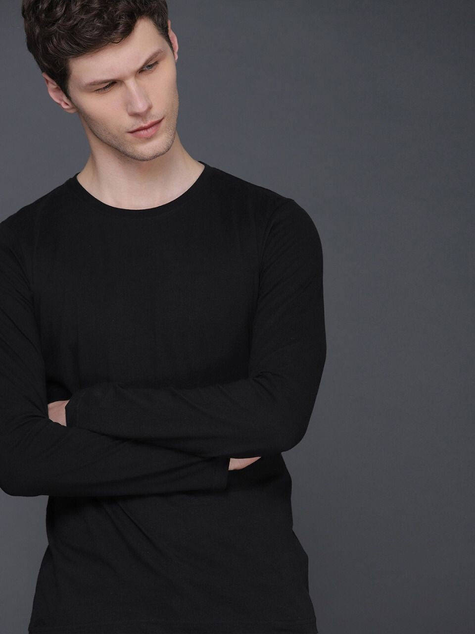 Cotton Plain Full Sleeve Tshirt For Mens