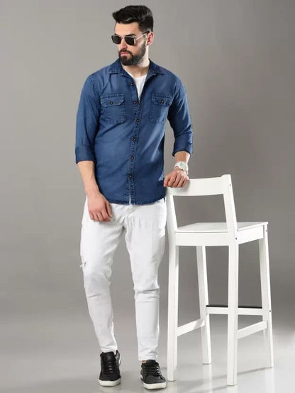 Men's Denim Cotton Sustainable Casual Denim Shirt