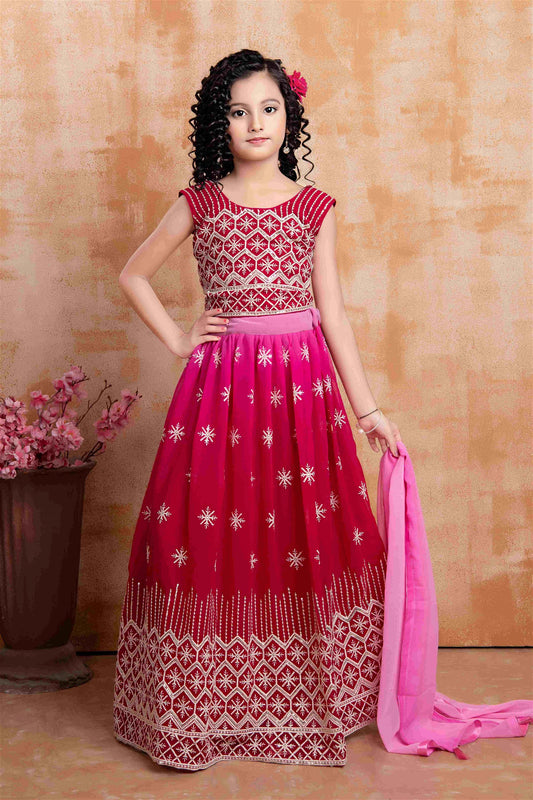 Georgette Lakhnavi Work Lehenga Choli In Pink Colour 621A