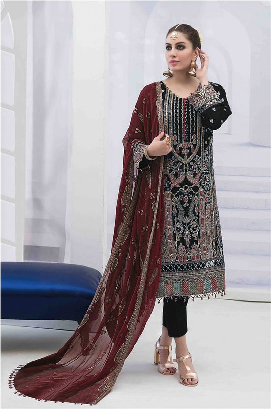 Pakistani Designer Embroidered Faux Georgette Salwar Suit