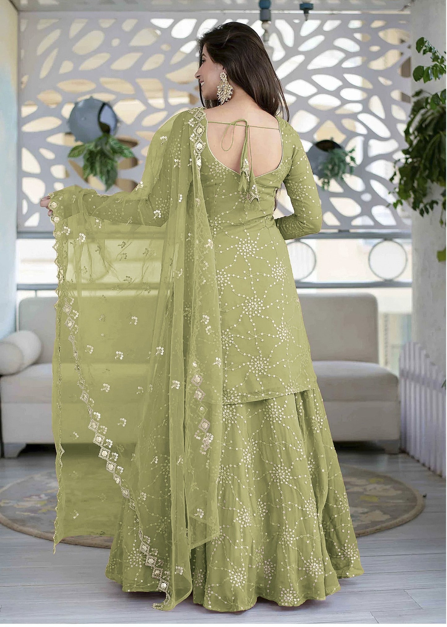 Exclusive Light Colour Embroidary Designer Shalwar Kameez Lehenga Suits