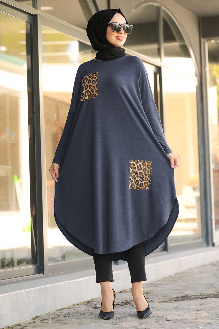 Grey Pocket Style Full Sleeves Stylish Abaya