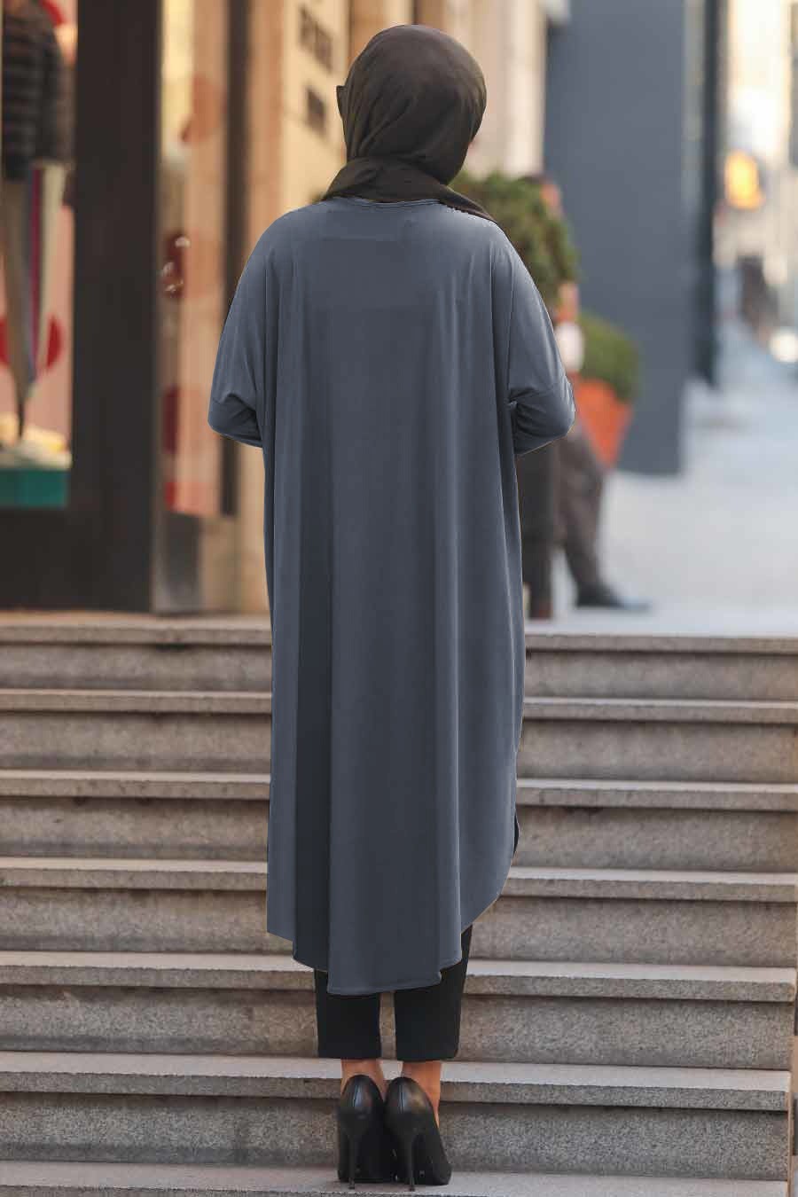 Grey Pocket Style Full Sleeves Stylish Abaya