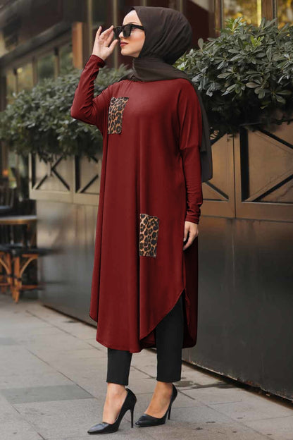 Maroon Pocket Style Full Sleeves Stylish Abaya