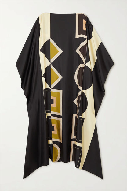 Black Satin Silk Elegant Kaftan