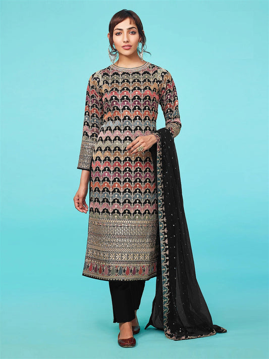 Georgette Party Wear Salwar Kameez with Embroidered and Squence work