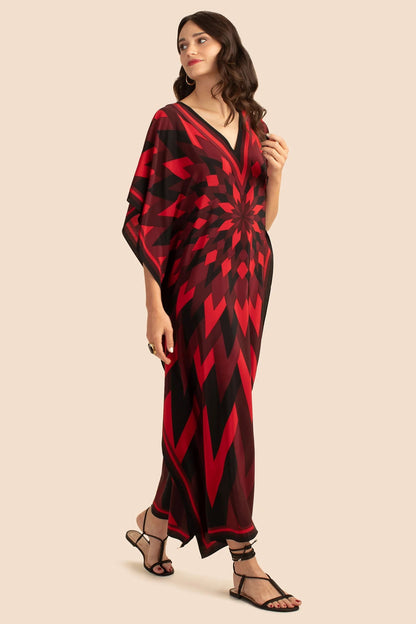 Red Colour Soft Silk  Daily Wear Women Kaftan