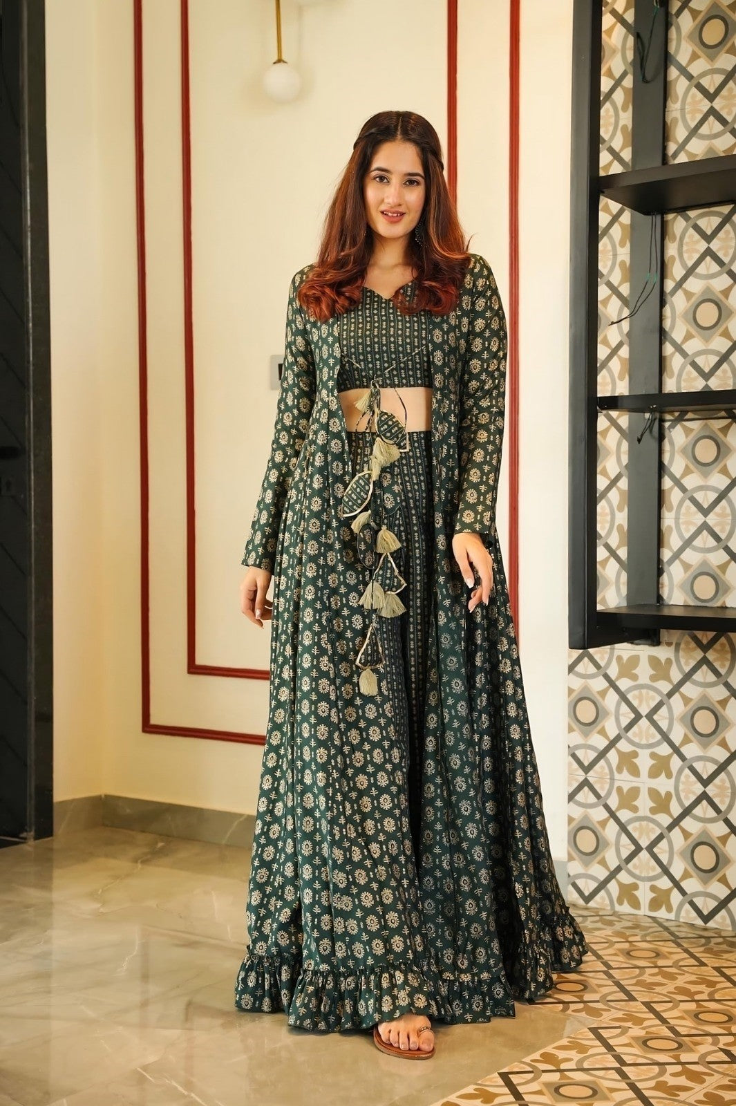 Green Wedding Style Indo Western For Women – Aishdipfashion.com