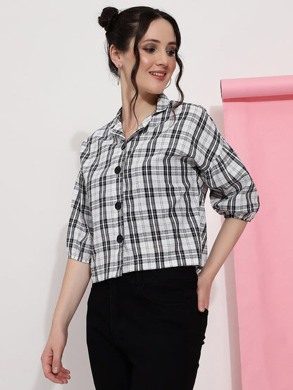 Black And White Checks Casual Wear Women Shirt