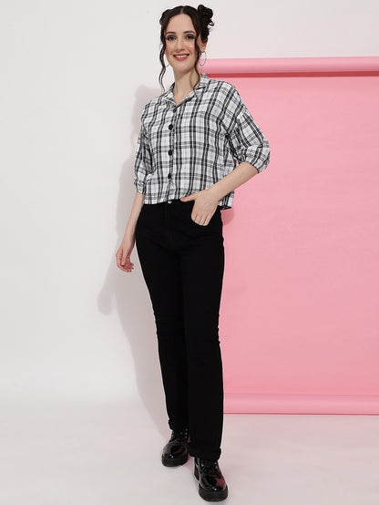 Black And White Checks Casual Wear Women Shirt