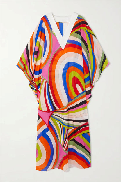 Printed Colorful Soft Cotton Blend Kaftan