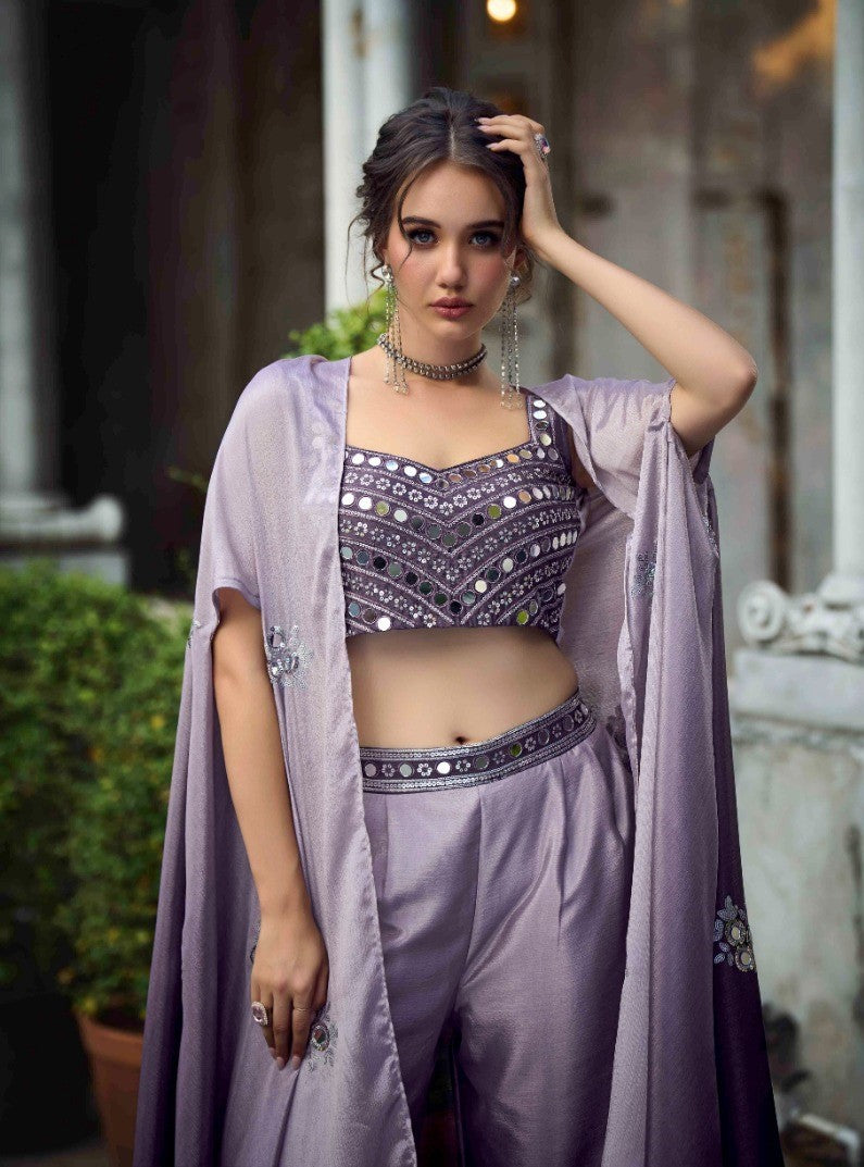 Purple Classy Indo Western With Stylish Koti