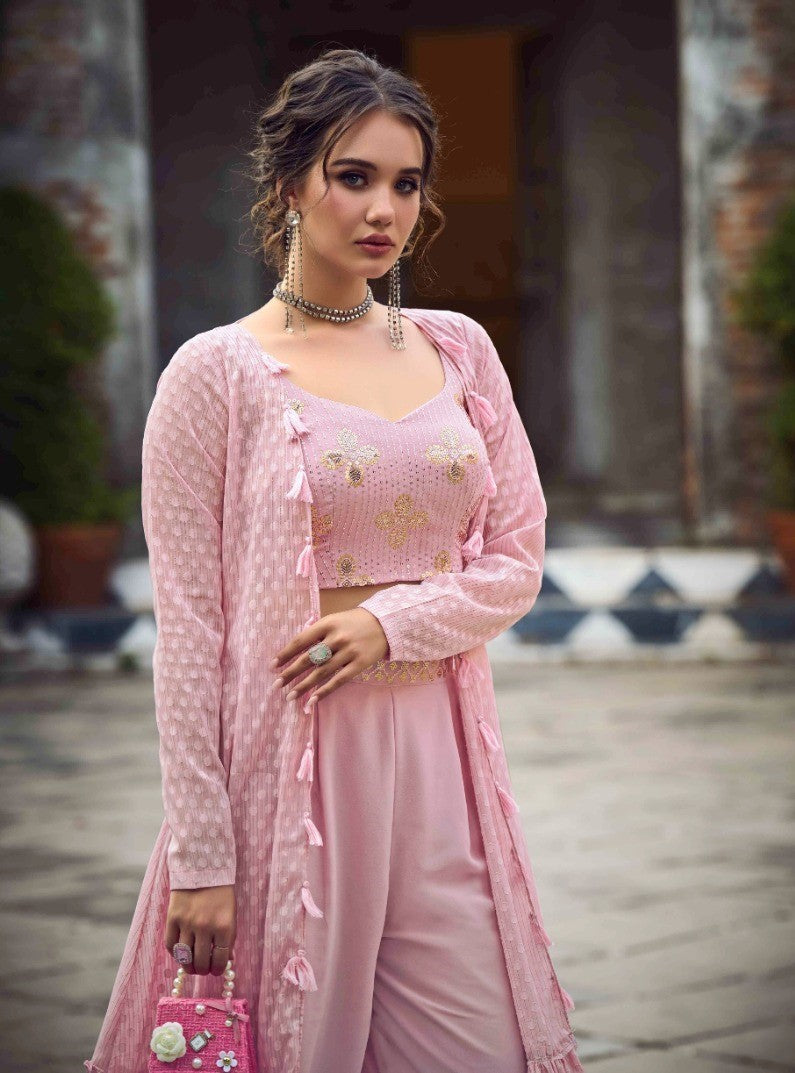 Dusty Pink Classy Indo Western With Stylish Koti