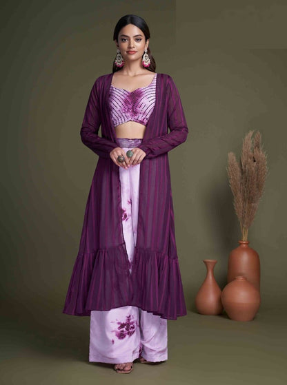 Dark Purple Stylish Indo Western For Women