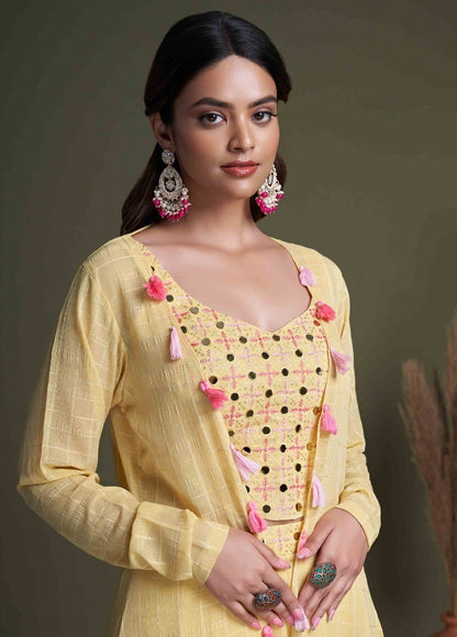 Yellow Classy Indo Western With Stylish Koti