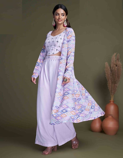 Pastel Purple Classy Indo Western With Stylish Koti