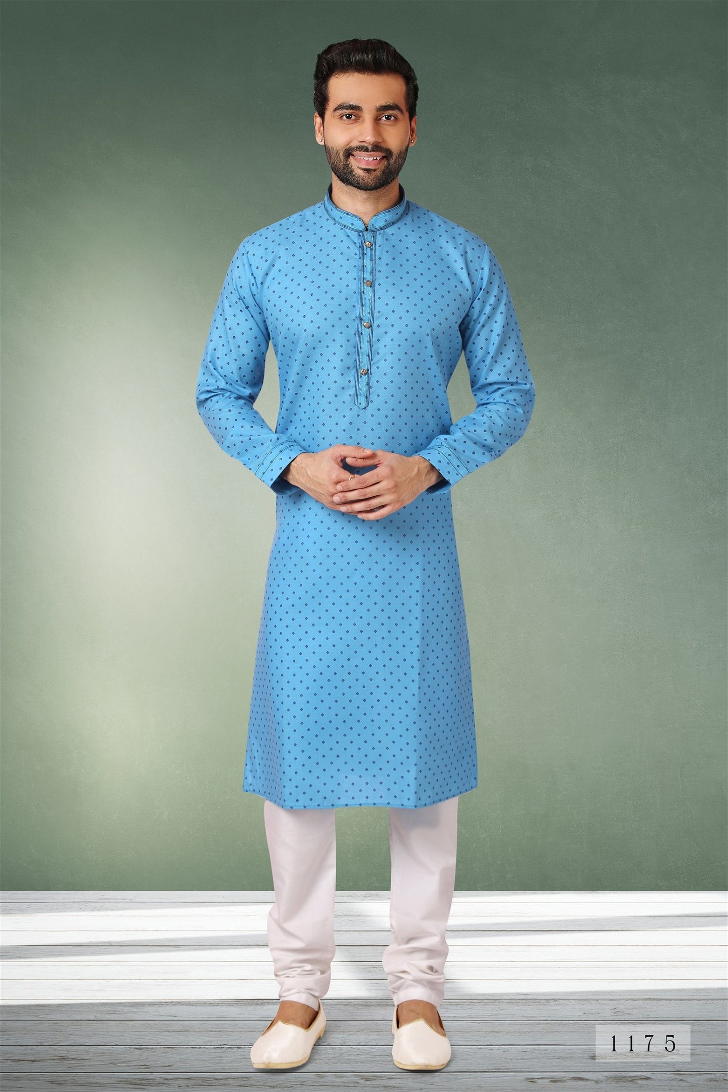 Blue Colour Styles Kurta With Pajama For Mens