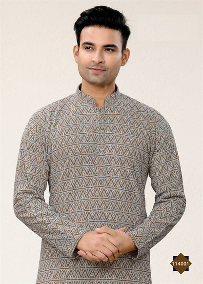 Mens Wear Brown Colour Styles Kurta With Pajama