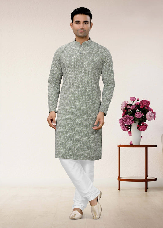 Mens Wear Pista Colour Styles Kurta With Pajama