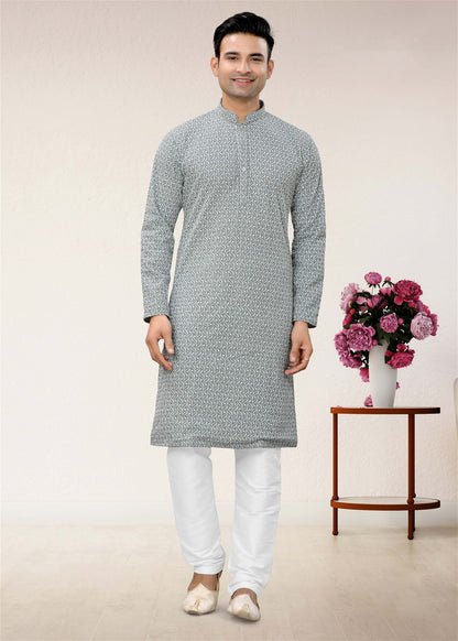 Mens Wear Blue Colour Styles Kurta With Pajama