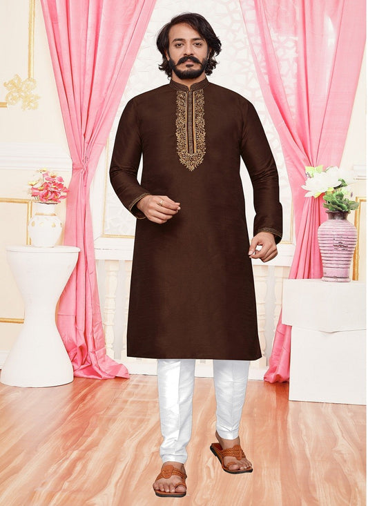 Brown Colour Mens Function Wear Kurta With Pajama