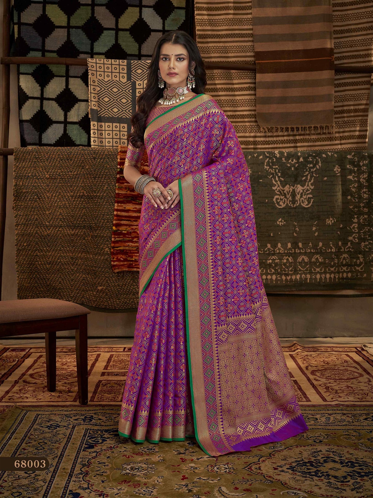 Beautiful Purple Banarasi Patola Silk Saree