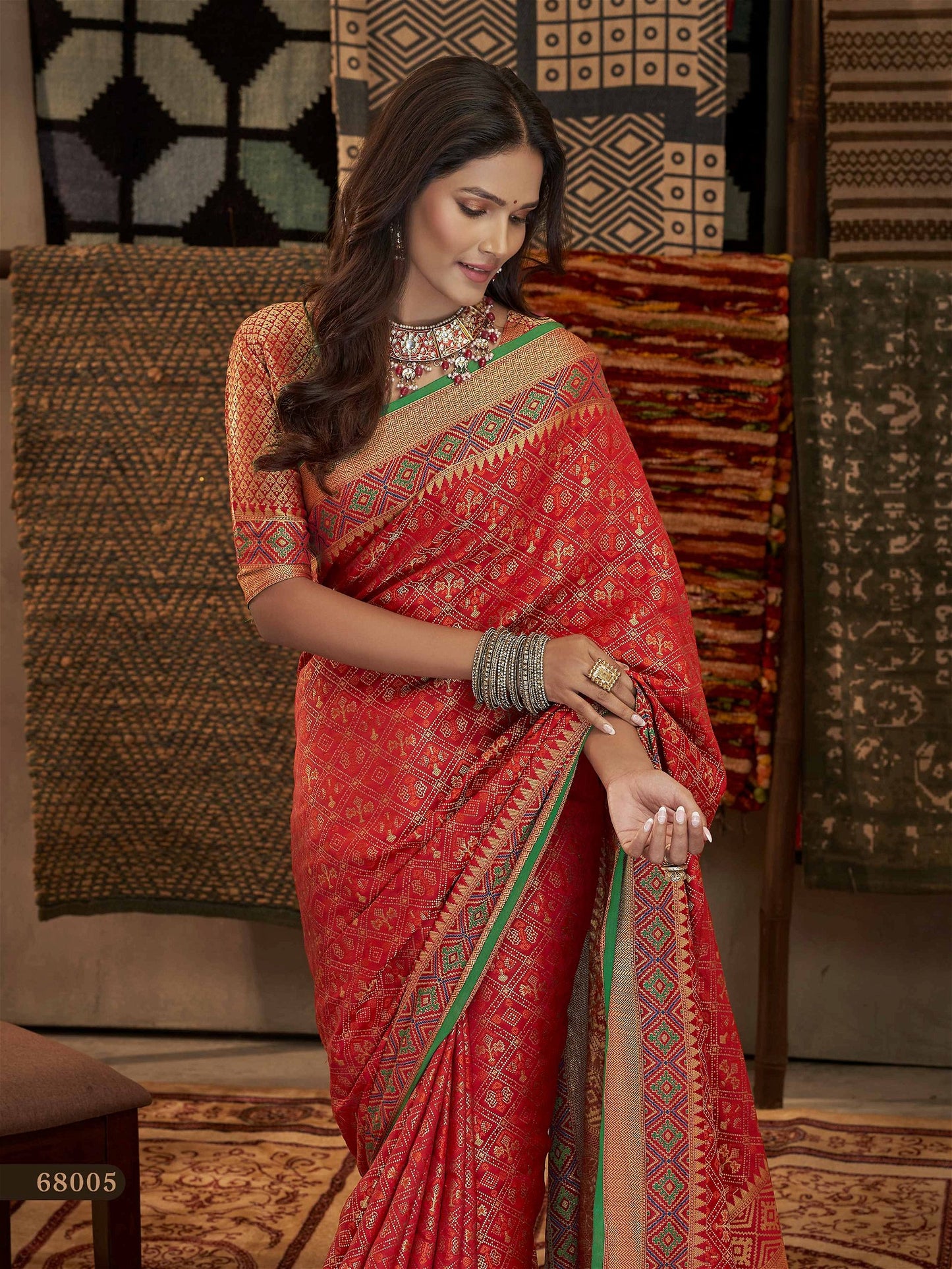 Beautiful Red Banarasi Patola Silk Saree