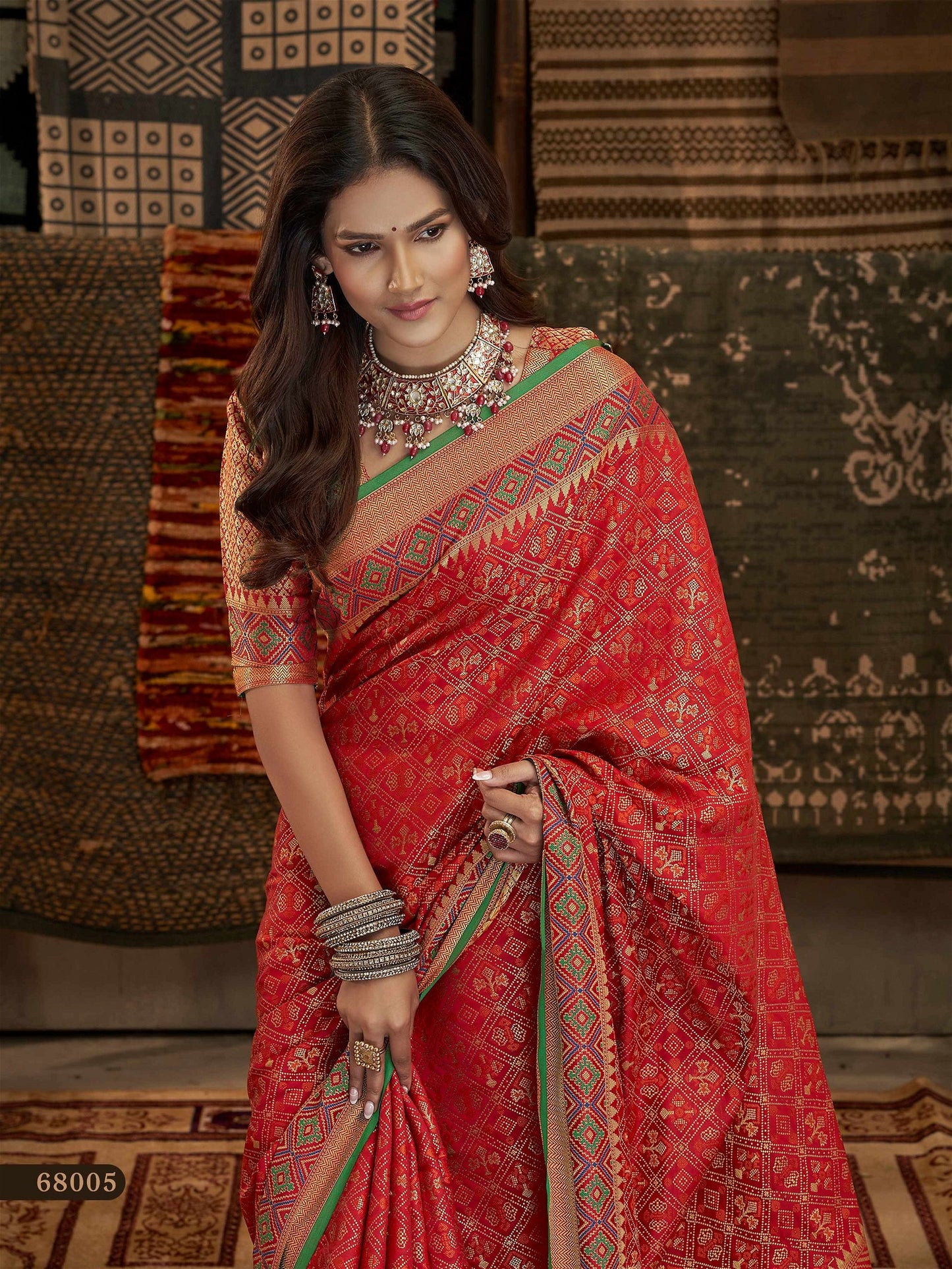 Beautiful Red Banarasi Patola Silk Saree