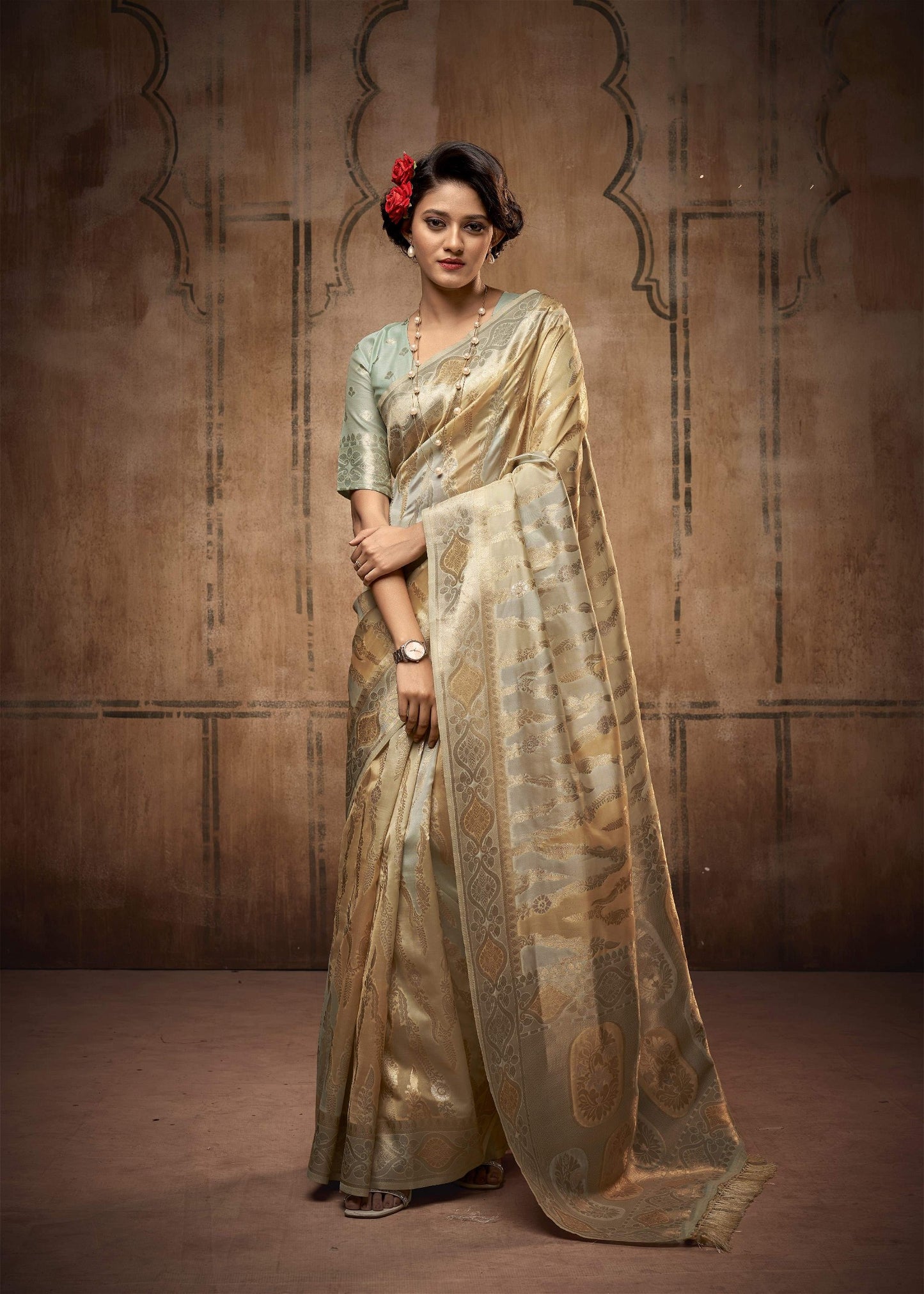 Women's Organza With Zari Weaving Silk Saree