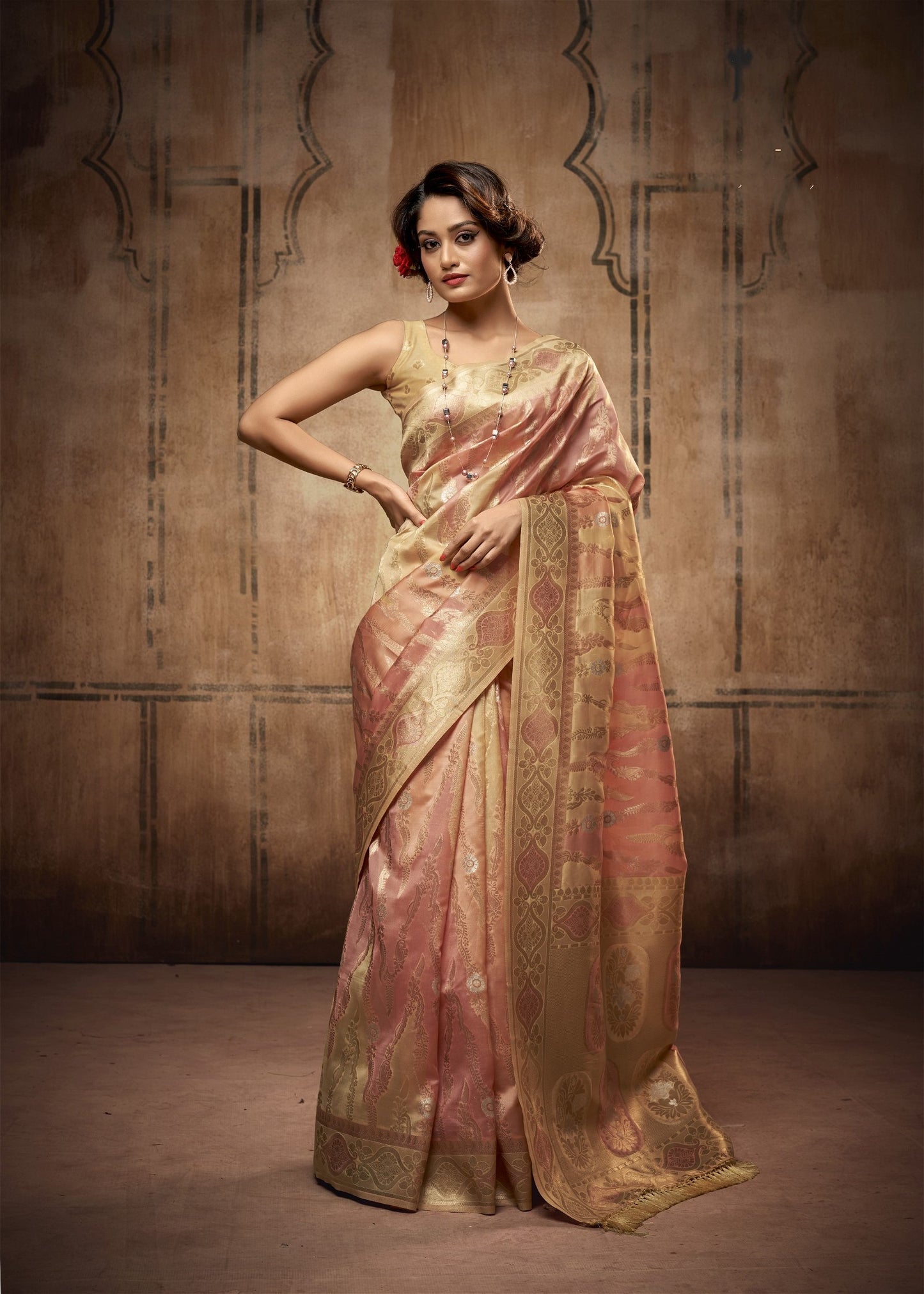 Women's Organza With Zari Weaving Silk Saree