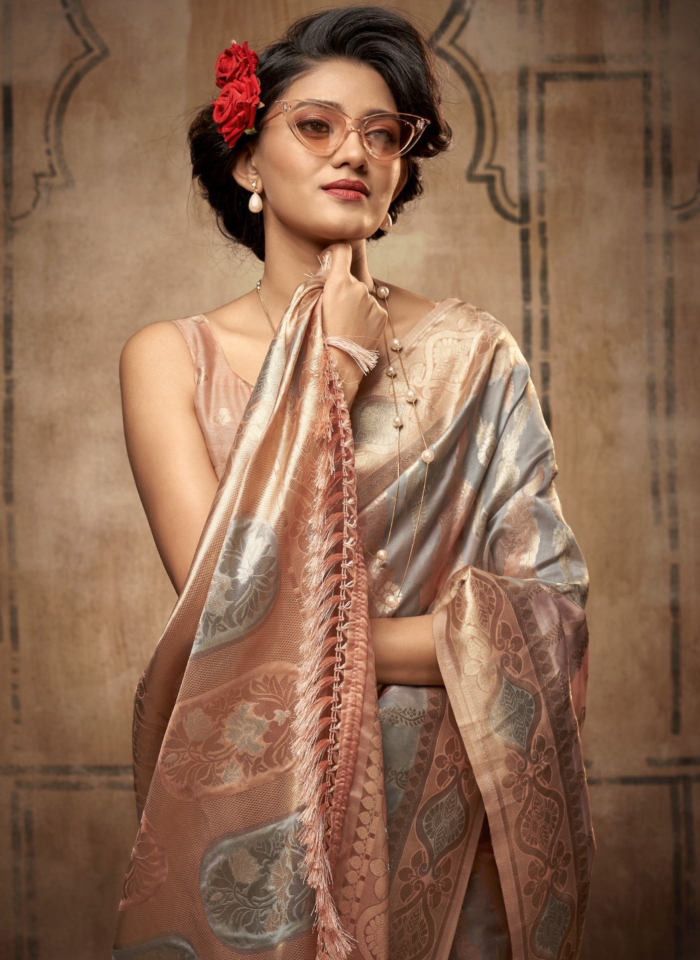 Women's Organza With Zari Weaving Silk Saree