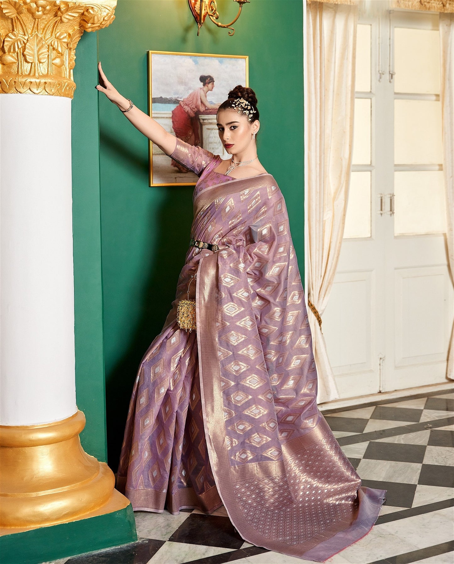 Purple Colour Pure Cotton Modal Silk Saree