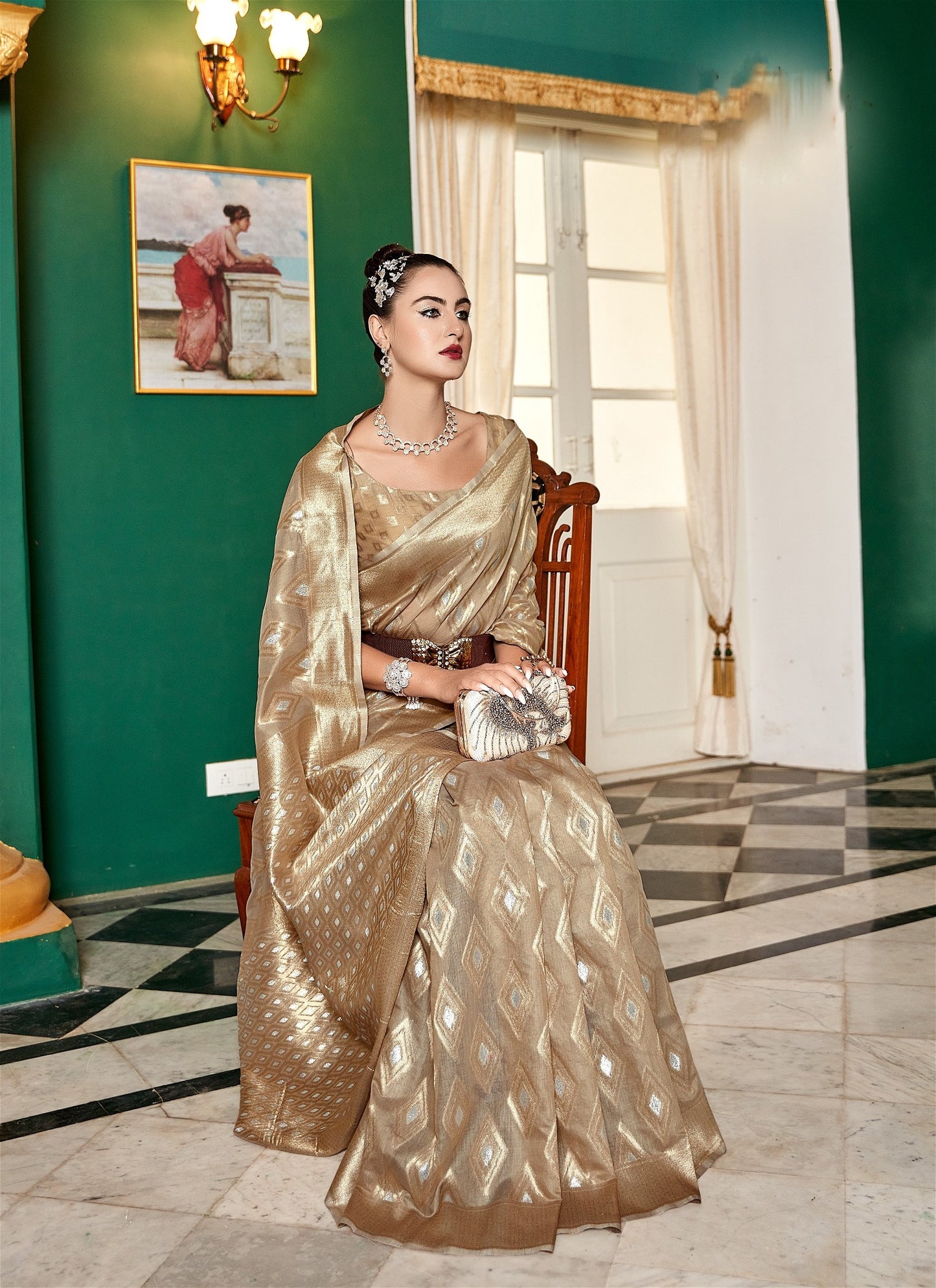 Beige Colour Pure Cotton Modal Silk Saree