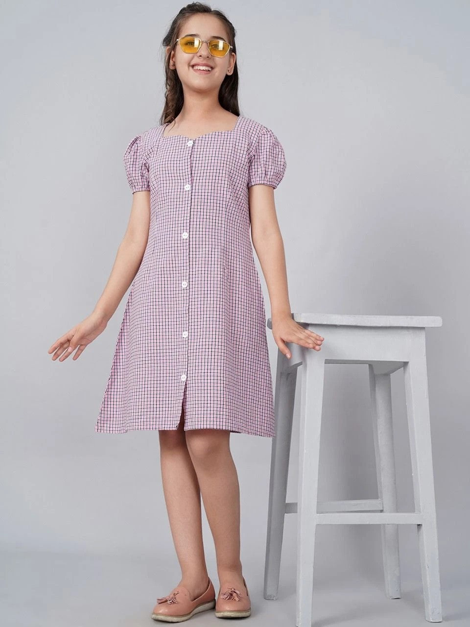 Pink Colour Cotton Girls Casual Dress