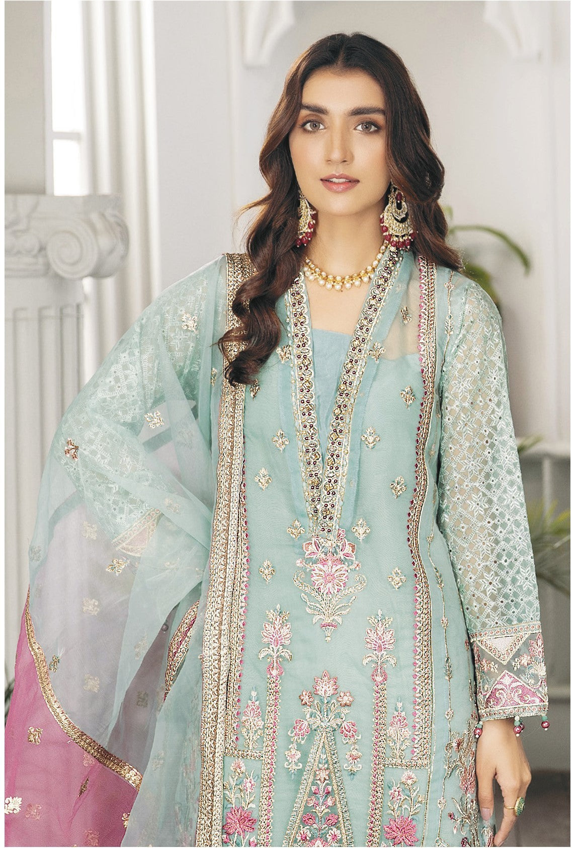 Organza Silk With Embroidery Work Party Wear Salwar Kameez