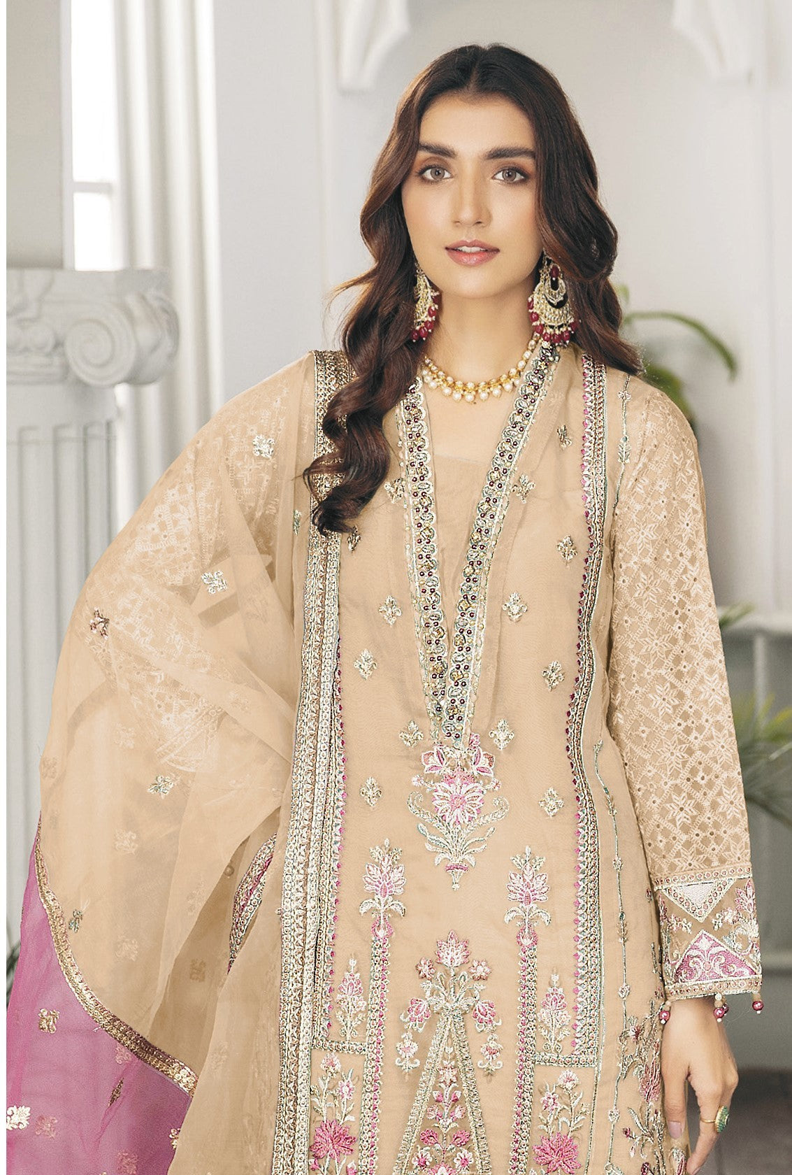 Organza Silk With Embroidery Work Party Wear Salwar Kameez