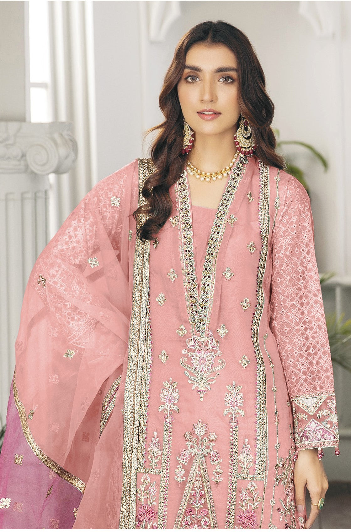 Organza Silk With Embroidery Work Party Wear Salwar Kameez