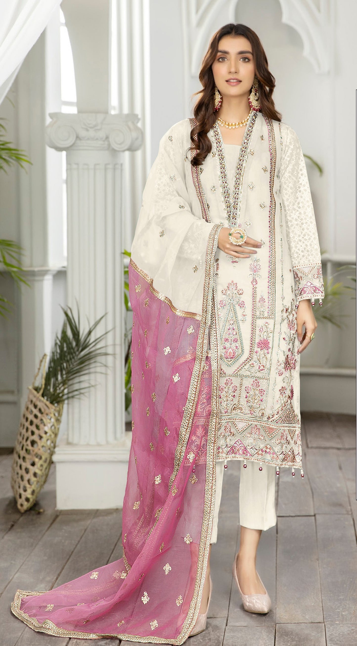 Organza Silk With Embroidery Work Party Wear Salwar Kameez