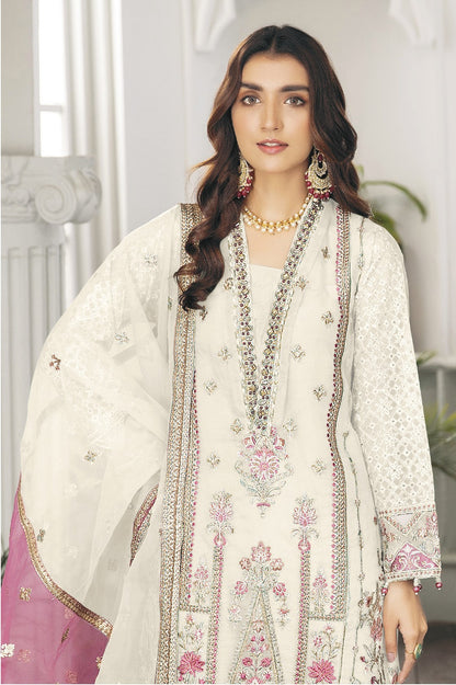 Organza Silk With Embroidery Work Party Wear Salwar Kameez